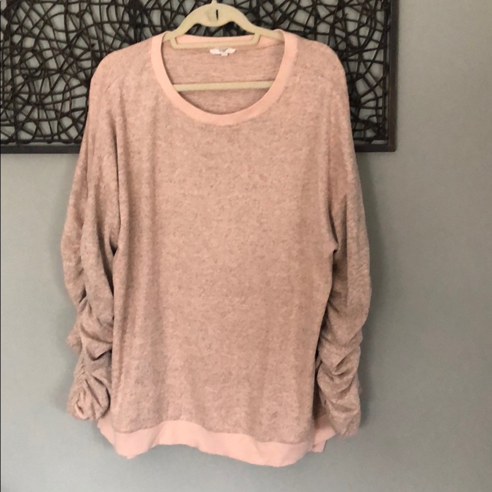 Pink Ruffle Sleeve Sweater